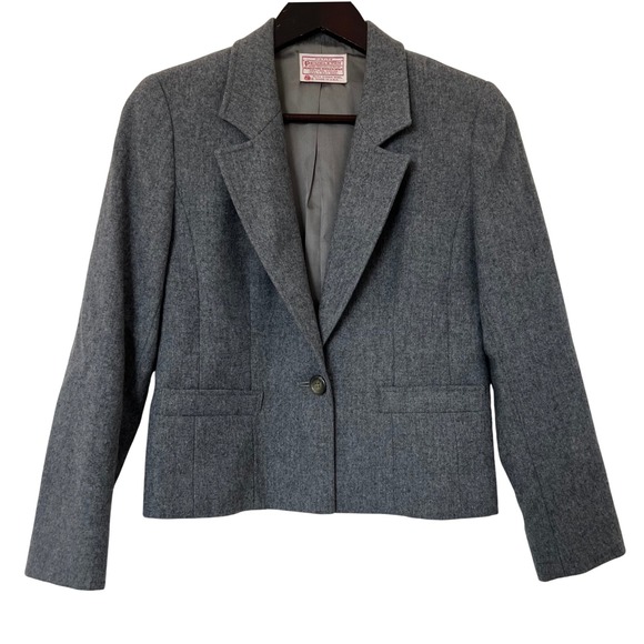 Pendleton Jackets & Blazers - 80s Pendleton Petite Women's Gray Wool‎ Blazer Jacket Size 4 Made in USA